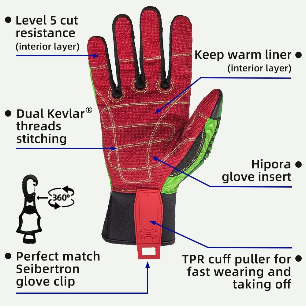 Seibertron High-Vis Series Cut Resistant Reducing Anti-Impact Mechanics Heavy Duty Safety Rescue Oil and Gas Gloves