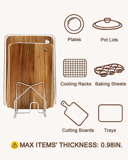 SUNFICON Cutting Board Rack Chopping Board Organizer Stand Holder Kitchen Countertop Pots Pan Lids Rack Organizer Flat Steel 4.92 x 5.7 x 8.47 in. Black