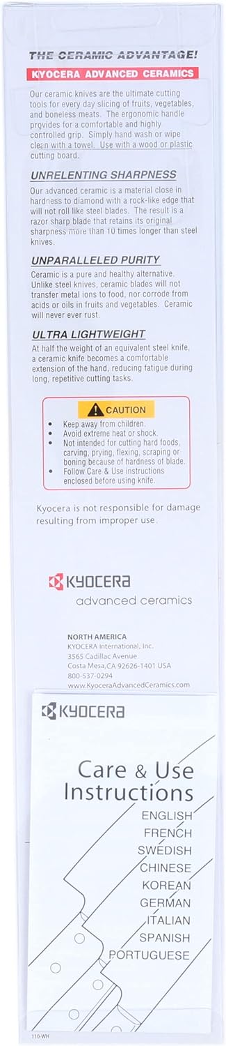 Kyocera Advanced Ceramic Revolution Series 4.5-inch Utility Knife, Red Handle, White Blade