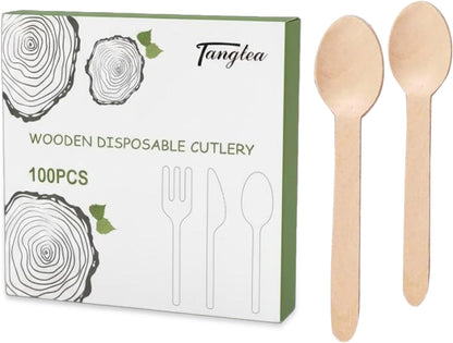 200 Disposable Knives - 6.5 Inch Long Wooden Cutlery - Biodegradable Silverware for Catering Formal Events, Parties, Picnics, Camping, Travel, Weddings, and Other Occasions