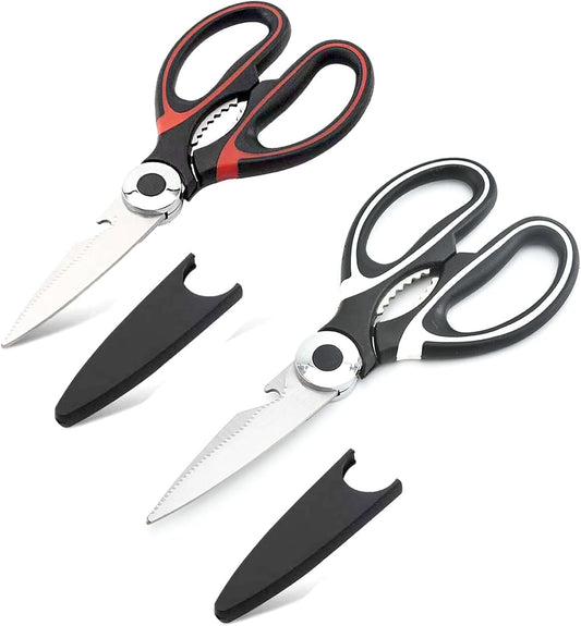 Heavy Duty Kitchen Scissors, 2 Pcs Stainless Steel Multipurpose Sharp Utility Shear for Chicken, Fish, Meat, Bear and Nuts (2)