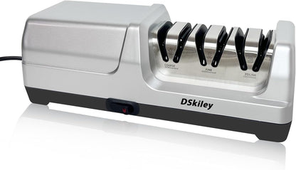 Electric Knife Sharpener for Kitchen – Professional 2-Stage 100% Diamond System with 20° Precision Angle, Fast Sharpening to Restore & Polish Chef Knives (2-Stage Silver)