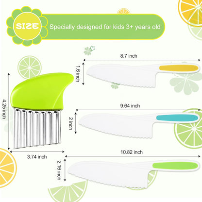 50PCS Kids Kitchen Cooking Set - Crocodile Wooden Kid Safe Knife Cutting Board Apron Gloves Fruit Vegetable Crinkle Cutters Peeler Serrated Edges Plastic Toddlers Knives, Kids Knifes for Real Cooking