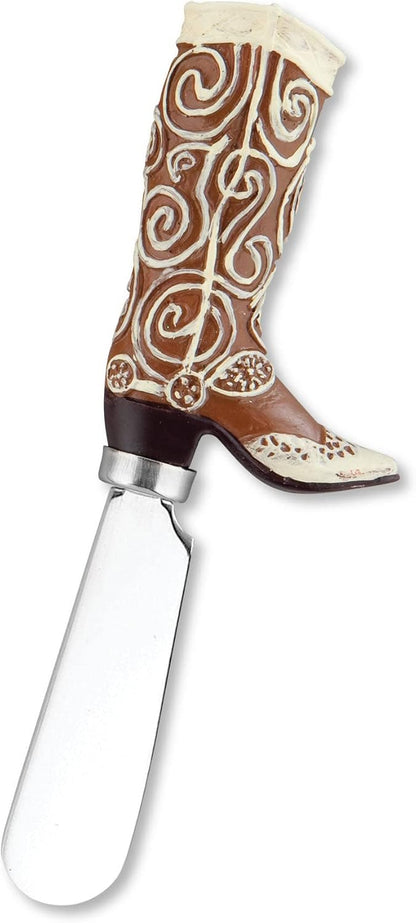 Supreme Housewares Western Cowboy Boot Cheese Spreaders, Hand-Painted Resin Handles with Stainless Steel Blades for Spreading Cream Cheese, Butter, and Jam, Assorted Designs, Set of 4