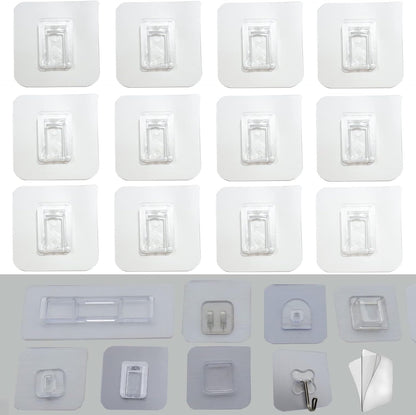 12 PCS Wall Mounted Replacement Sticky pads for Kitchen Bathroom Shower Caddy Organizer Rack Holder Nail Free Adhesive Hooks (Square)