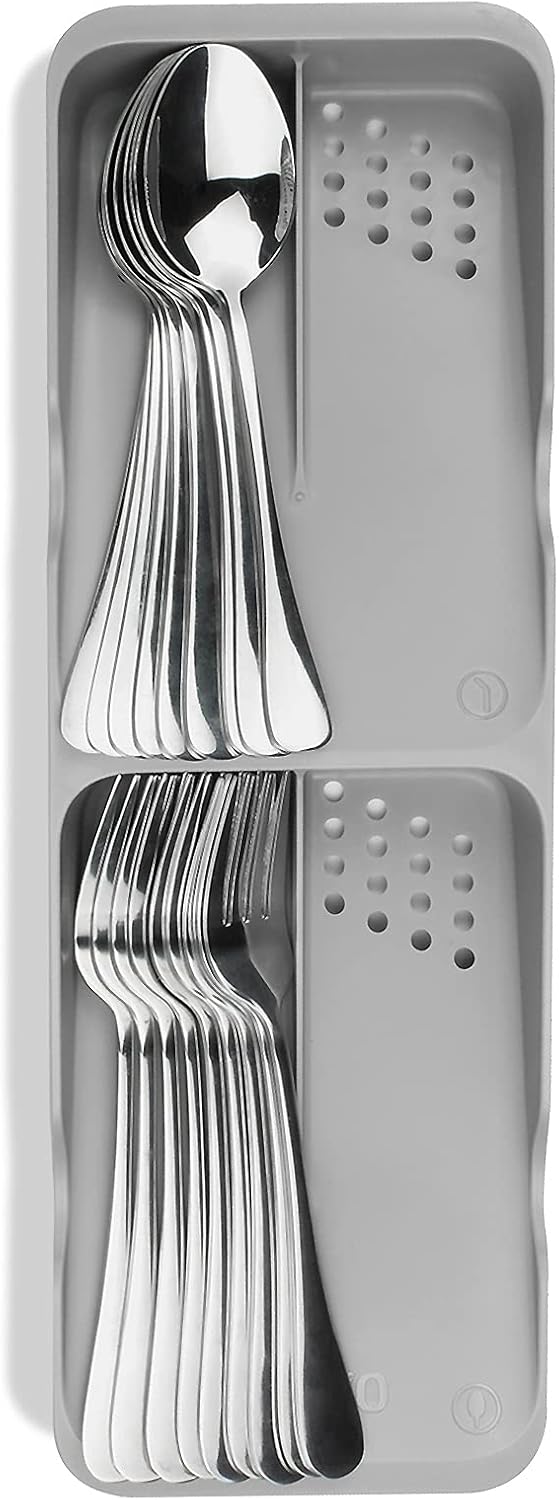 Kitchen Drawer Organizer Small Silverware Organizer/Utensil Holder and Cutlery Tray for Flatware and Silverware Partition Storage (Black - Flatware Organizers Only)