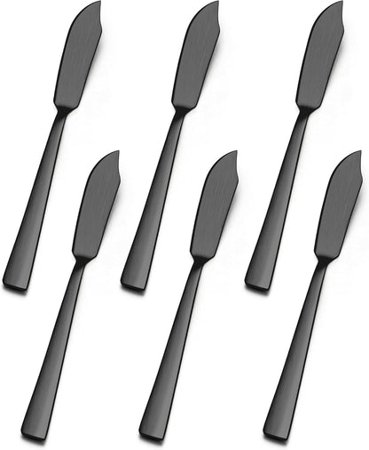 E-far Butter Spreader Knife Set of 6, 7-Inch Stainless Steel Cheese Dessert Knives for Kitchen Restaurant Party, Mirror Silver, Smooth Rounded Handle