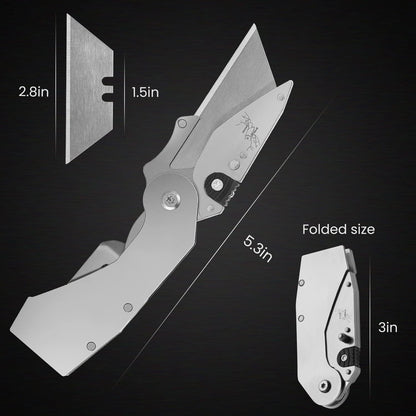 Lichamp 6-Pack Folding Utility Knife, Quick-Change Box Cutter with Razor Blades & Belt Clip, Portable Construction Tool for DIY, Outdoor & Warehouse Use, Black