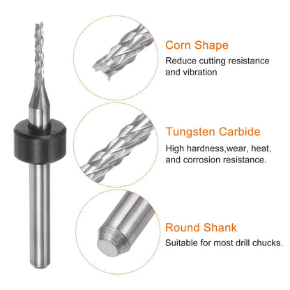 HARFINGTON 10pcs End Mill Bits 0.8mm Solid Carbide CNC Router Bits Engraving Cutter Tools for PCB Circuit Board Milling Machine Wood Carving, 1/8" Straight Shank