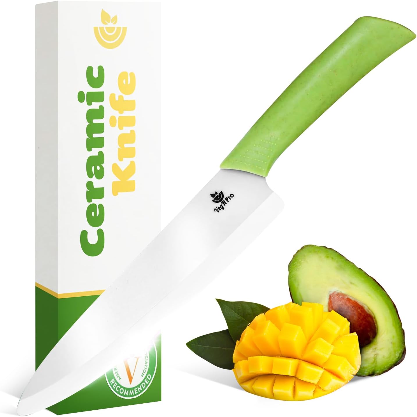 Ceramic Knife Set with Ergonomic Handle, Non-Reactive and Professional Chopping Knife Featuring Sharp, Rust-Proof Blades for Cutting Vegetables & Fruits, Durable Ceramic Kitchen Knives Set 6” & 4”