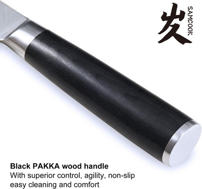 SAMCOOK Chef Knife,8 Inch Professional Sharp Hammered Damascus Knife,Japanese VG-10 High Carbon Stainless Steel Kitchen Gyuto knife,Ergonomic Black Walnut Handle with Premium Gift Box