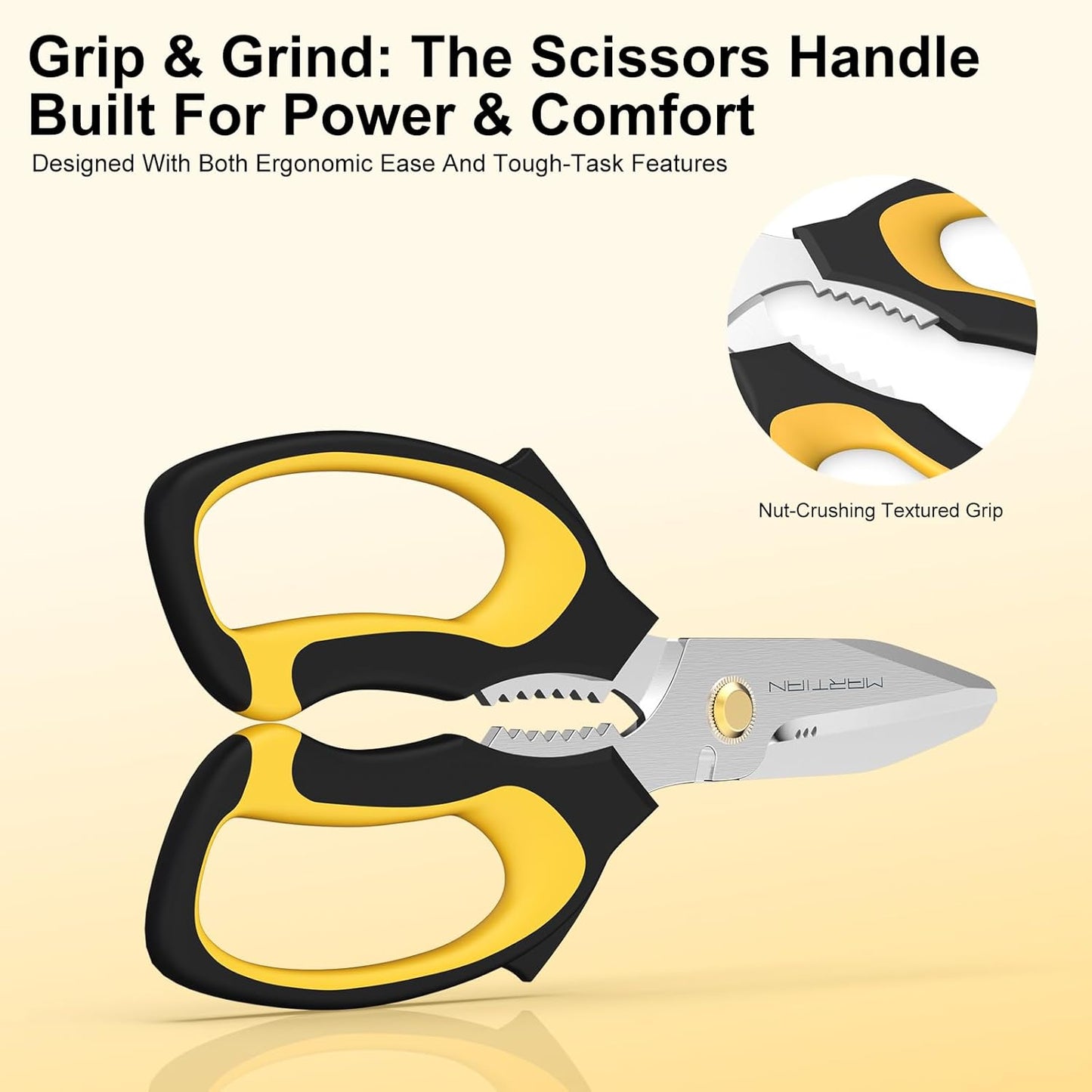 8” Heavy Duty Cultery Scissors- Japanese Stainless Steel All Purpose Scissors,Sharp Kitchen Scissors for Meat Cutting