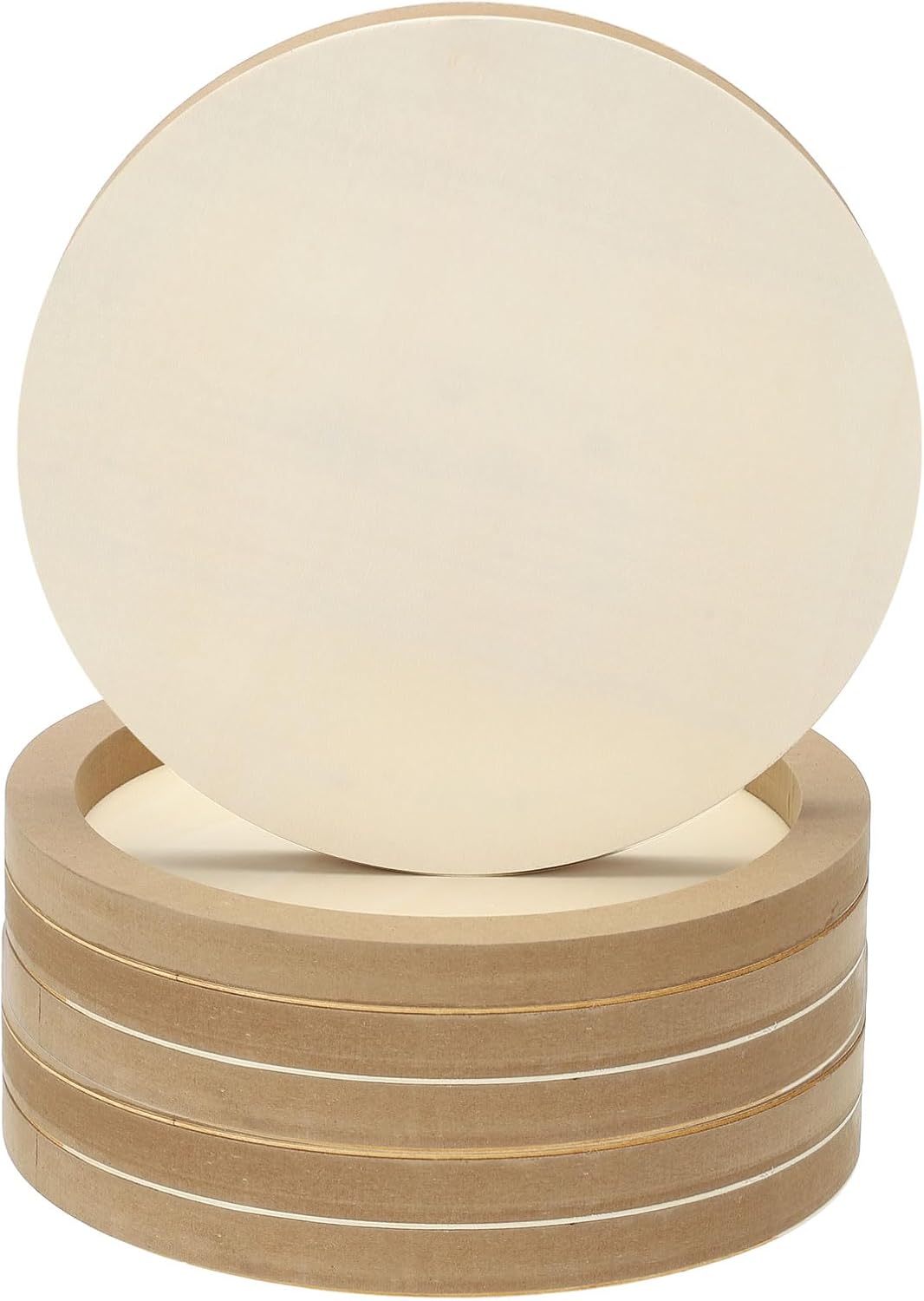 PATIKIL 8" Round Wood Canvas Panels, 6pcs Unfinished Wood Plaque Disc Circle Board for Craft Projects, Art Painting, Carving, Engraving, DIY