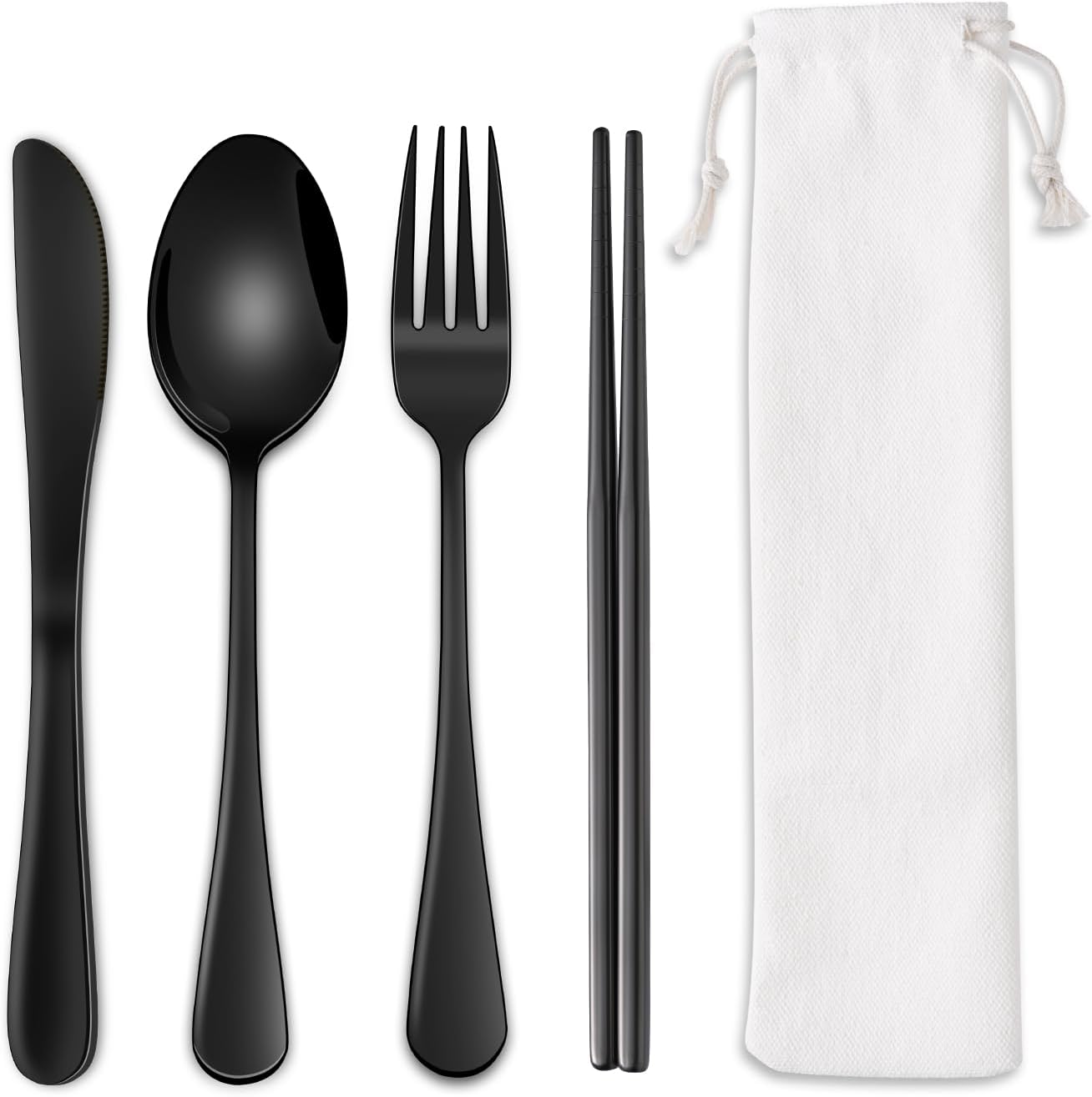 Rainbow Working Lunch Silveware Set,Reusable Travel Utensils Set With Case Includes Stainless Steel Chopsticks Knife Spoon And Fork,Camping Picnic Essentials