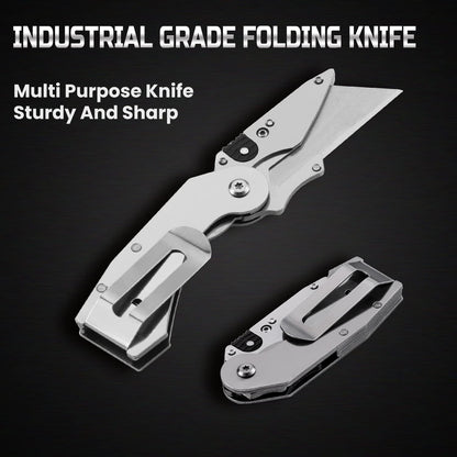 Lichamp 6-Pack Folding Utility Knife, Quick-Change Box Cutter with Razor Blades & Belt Clip, Portable Construction Tool for DIY, Outdoor & Warehouse Use, Black