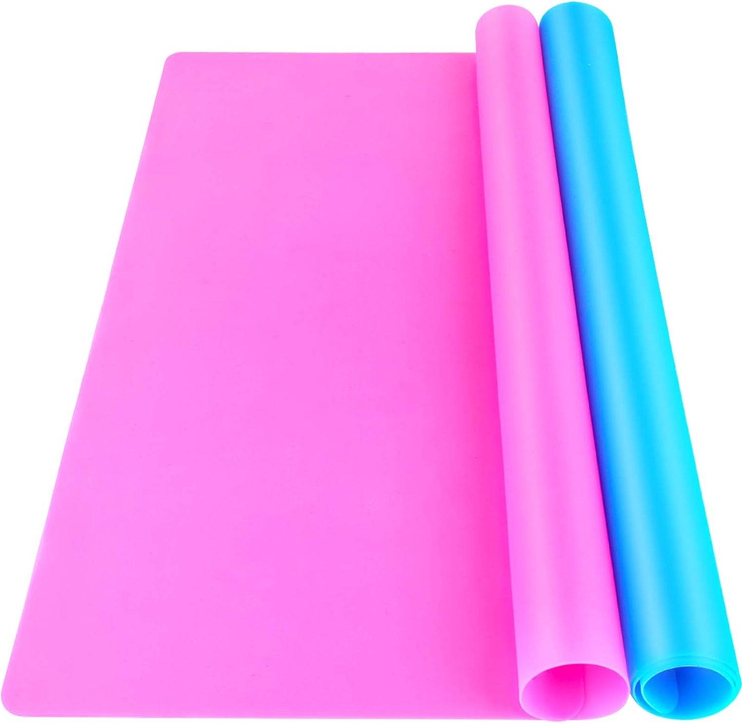 LEOBRO Silicone Mats for Crafts, 2 Pcs 11.69" x 8.26" Silicone Mats for Resin, Paint Clay Play Dough Mat, DIY Arts and Crafts, Light Gray & Clear