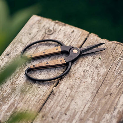 Barebones Garden Scissors - Walnut Scissors - Garden Supplies and Indoor Plant Accessories - Plant Shears with Wide Handles - Comfortable Fit Hand Pruners (Large)