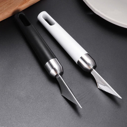VILLCASE 2pcs Stainless Steel Fruit Carving Knife, V-Shaped Fruit Carving Graver Food Engraving Cutting Tool for Home Kitchen Dining Table Diy Craft