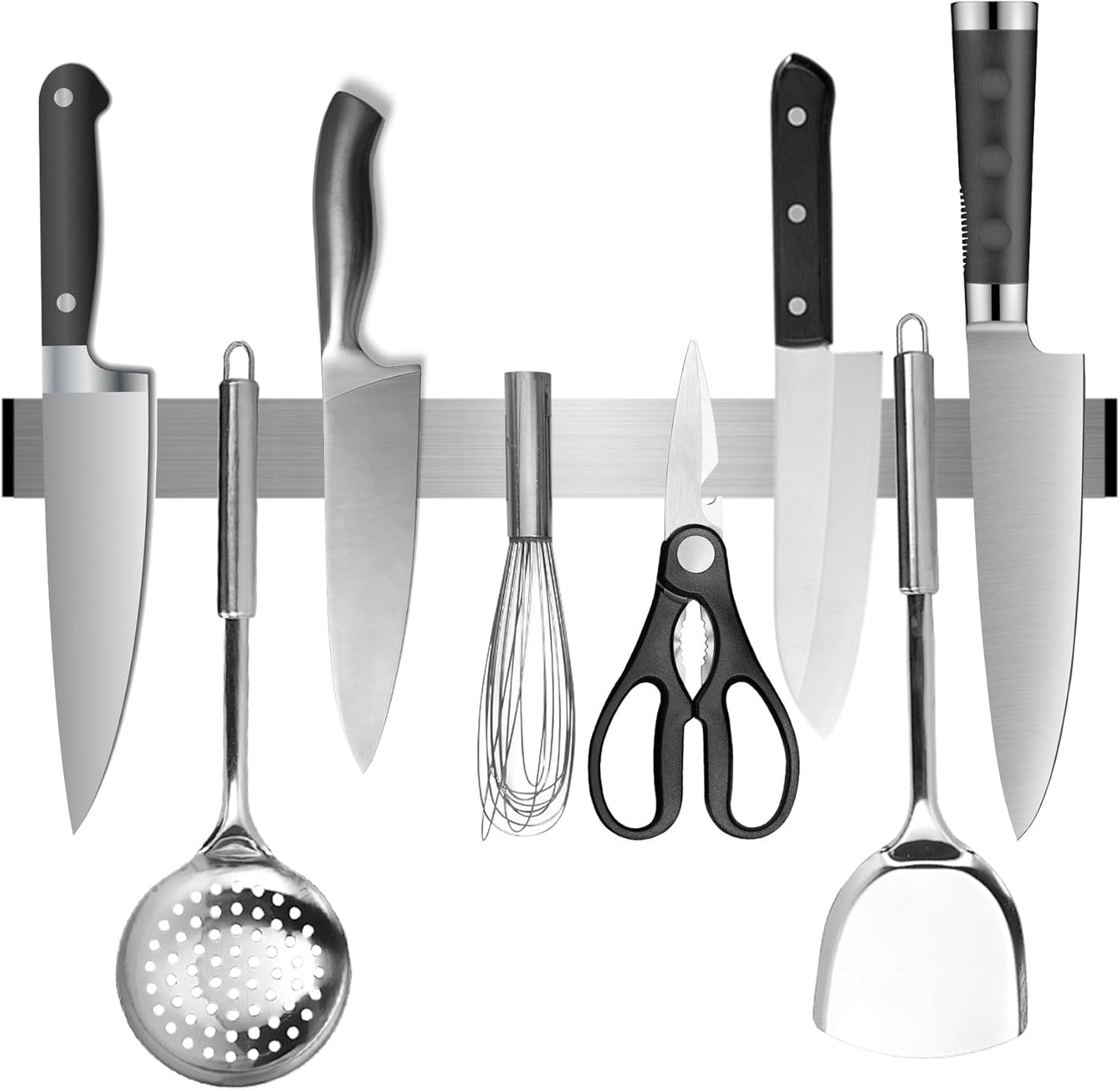 Magnetic Knife Holder for Wall - 12 Inch Stainless Steel Magnet Strip No Drill with Adhesive Tape, Kitchen Utensil Organizer