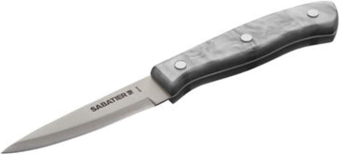 Sabatier Triple Riveted Serrated Utility Knife, 5-Inch, Razor-Sharp Kitchen Knife to Cut Fruit, Vegetables and more, High-Carbon Stainless Steel, Gray