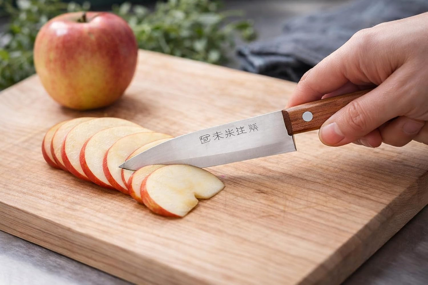 Japanese Seki Petty Knife 120mm, Stainless Steel Utility Kitchen Knife with Wooden Handle