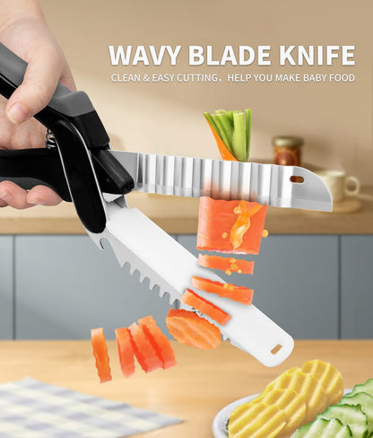 7 in 1 Kitchen Scissors for food,Detachable kitchen shears, Tomato Knife Chops Cutting Board Scissors with Safety Lock for food Meat Cheese Vegetable Fruit,Dishwasher Safe