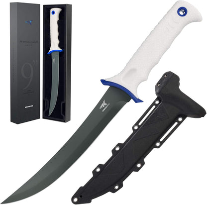 KastKing Spartacus Fillet Knife, Razor Sharp 8Cr14 Stainless-Steel Blade, Boning and Food Prep Knives, Durable/Comfortable Handles, Protective Sheath, Perfect for Fresh or Saltwater