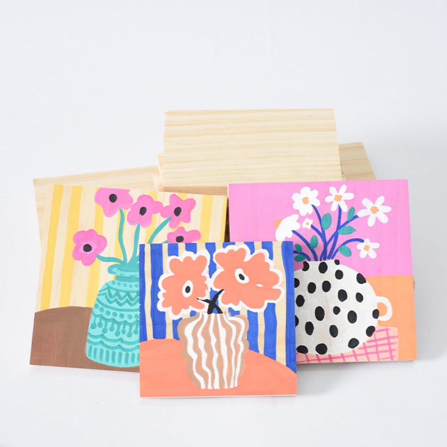 6PCS Unfinished Wood Square Blocks for Crafts, 6x6x1in Blank Wooden Squares Pine Wood Boards for Carving,DIY Wood Coasters,Painting & Burning