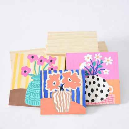 6PCS Unfinished Wood Square Blocks for Crafts, 6x6x1in Blank Wooden Squares Pine Wood Boards for Carving,DIY Wood Coasters,Painting & Burning