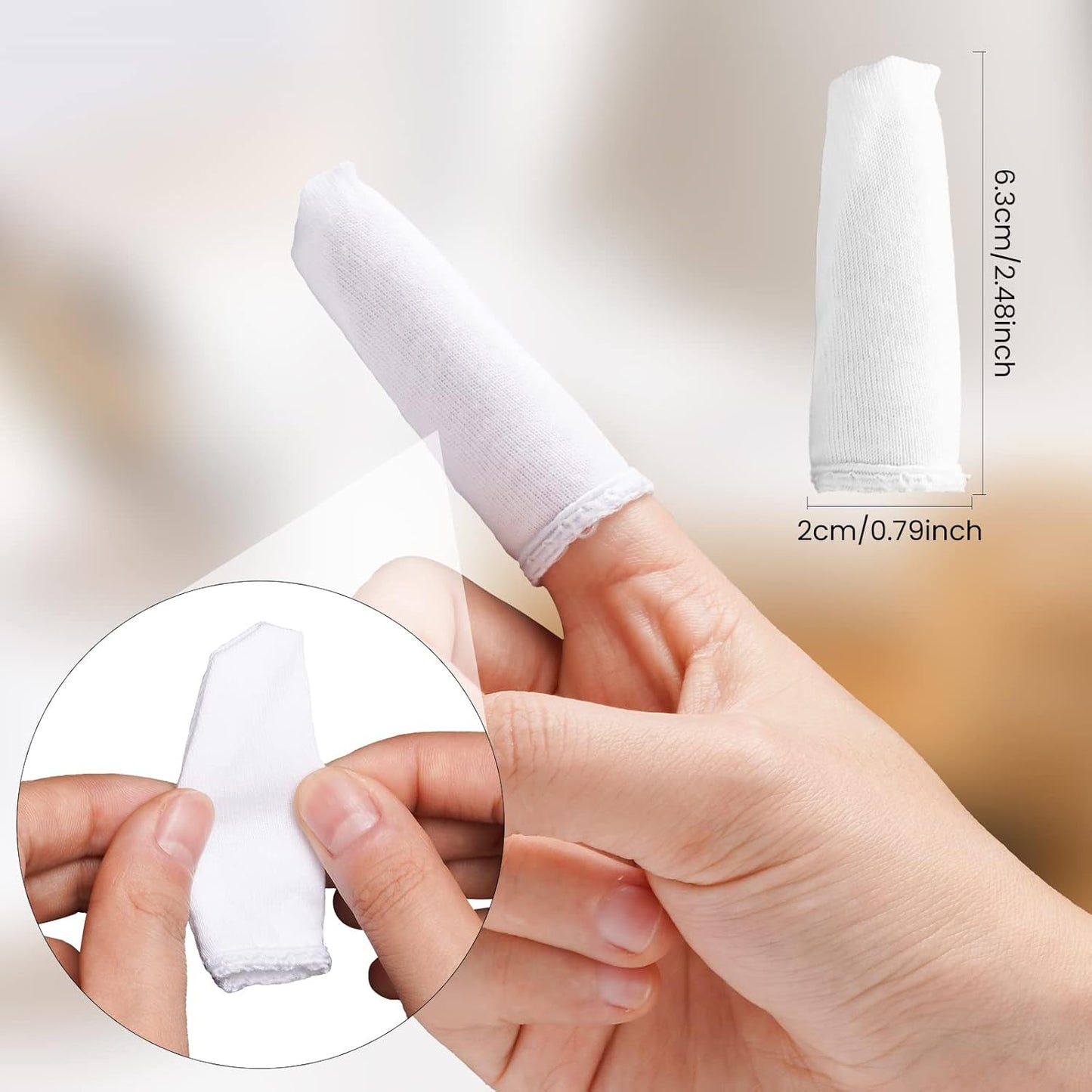 100 Pcs Finger Cots Cotton Material with Elasticity Finger Guards Hand Toe Thumb Fingertips Sleeves Protector by EORTA, Comfortable, Breathable, Absorb Sweat, Reusable, Random Color