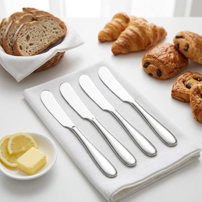 4 Pieces Set Butter knife, Pate Knife Cheese Spreader, Thick and Smooth Handle Food Safety Material Stainless Steel 18/10 SUS 304# for Home Restaurant Party breakfast (Mirror)