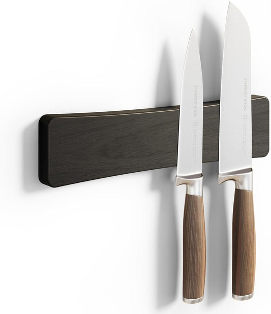 Magnetic Knife Holder for Wall, 10" Acacia Wood Knife Magnetic Strip No Drill Use as Tool Key Storage Knife Bar, Powerful Wall Mounted Magnet for Refrigerator & Kitchen Utensil Organizer