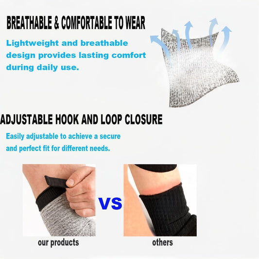 Cut Resistant Arm Sleeves with Thumb Hole – Protective Work & Gardening Sleeves for Welding, Kitchen, Pet Grooming, Thin Skin, Bruising – 1 Pair Grey