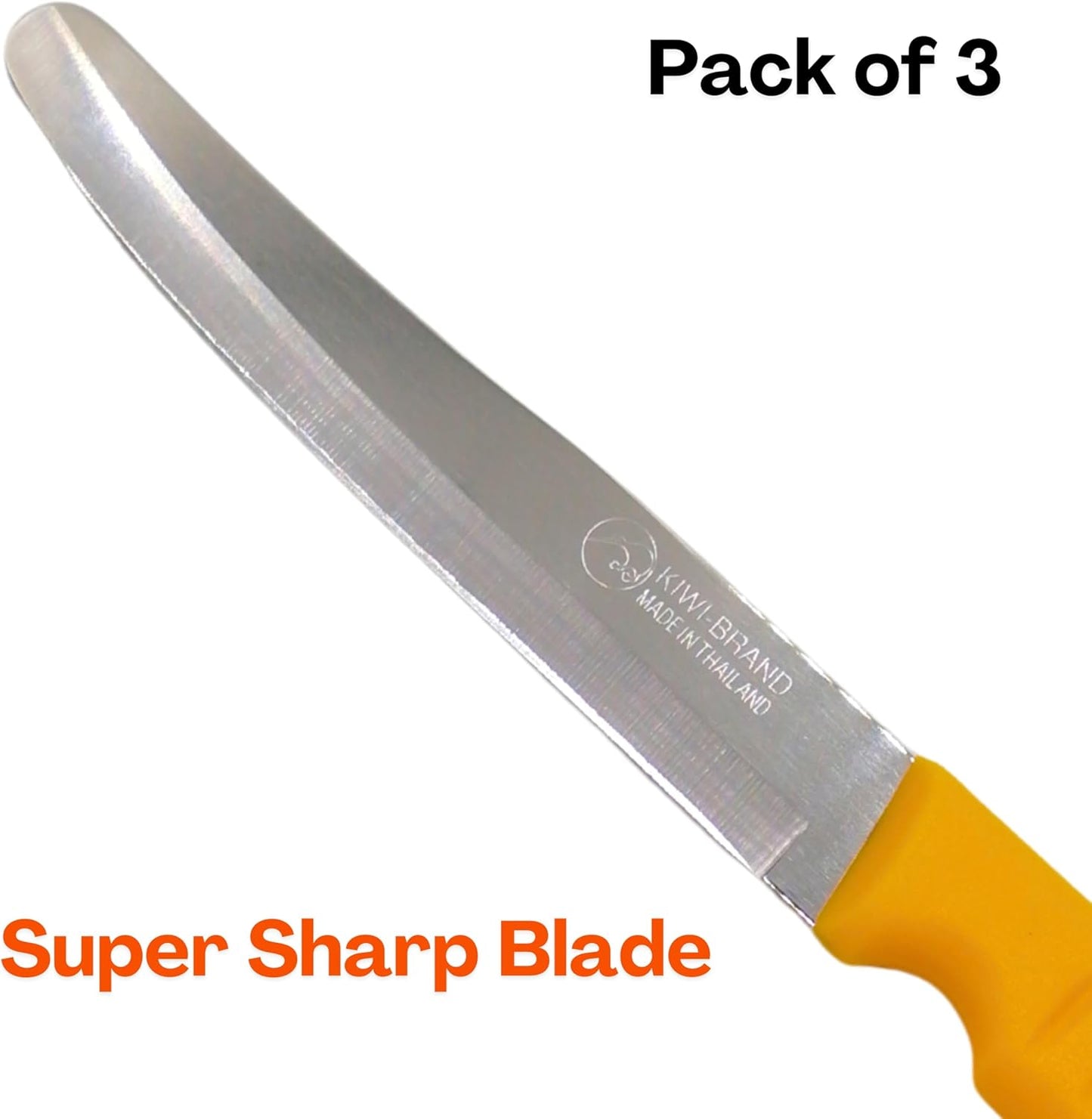 Round Tip Knife, Blunt Knife, Rounded Tip Knives for Cutting Fruit and Vegetable, Smooth Sharp Blade, Safety Knifes (Yellow)