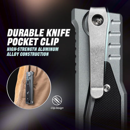 cckk Pocket Knife, Folding Knife, Camping Outdoor edc Knives with Clip 3.15" Steel Blade Aluminium inlay G10 Handle.Camping Folding Knife for Men woman