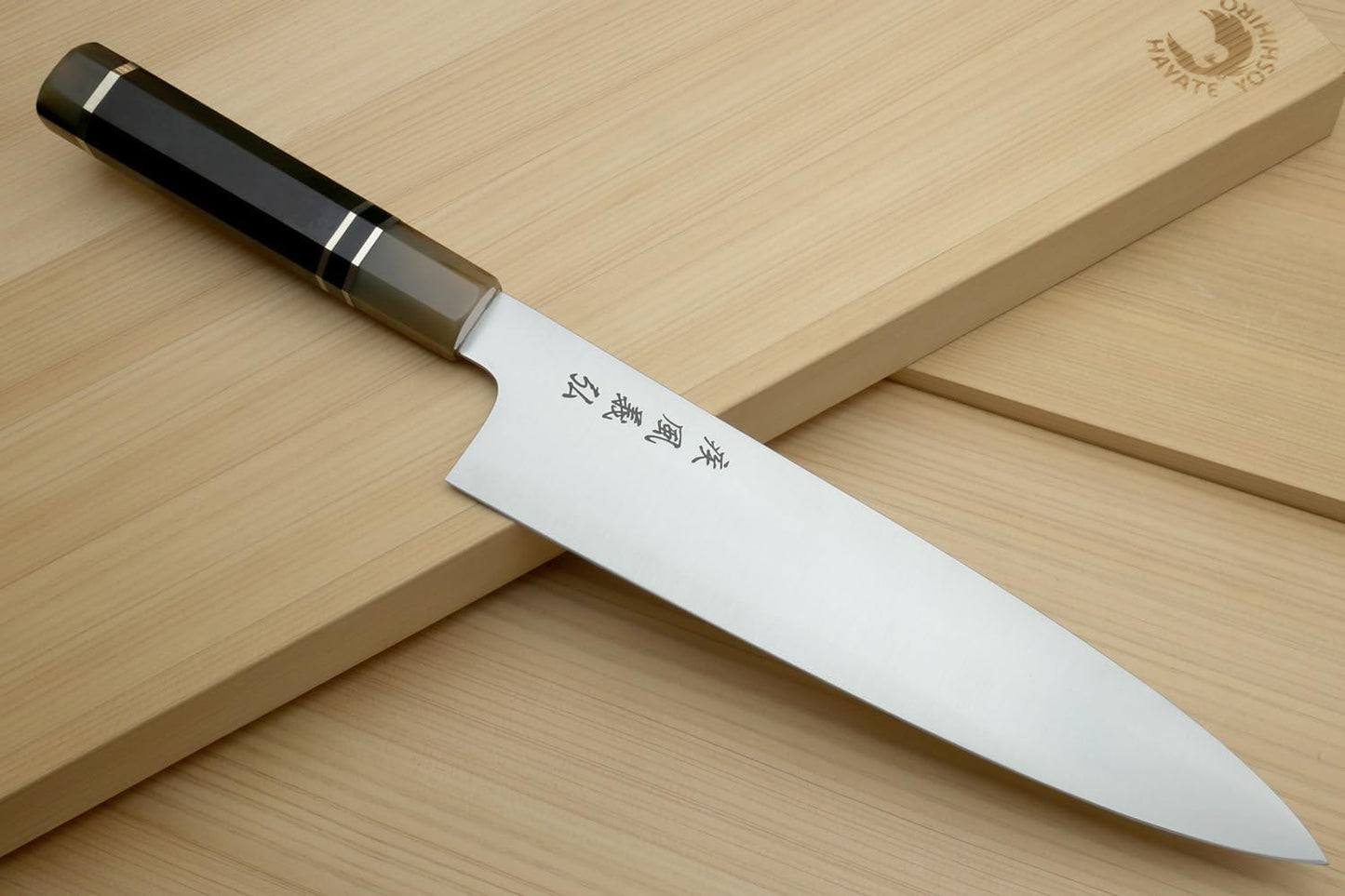 Yoshihiro HAP40 High Speed Stainless Steel Gyuto Chefs Knife Triple Ring Ebony Handle (8.25'' (210mm))