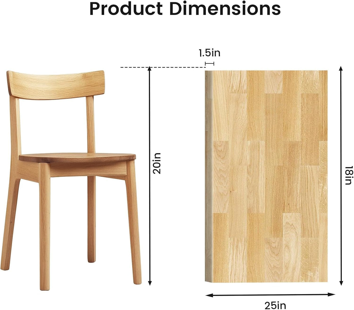 18"x25" Butcher Block Countertop Island, 1.5FT Unfinished Solid Birch Wood DIY Countertop, Durable Counter Table Tops for Kitchen Bar, Workshop, Laundry Counters Dining Room Tables 1.5"Thick