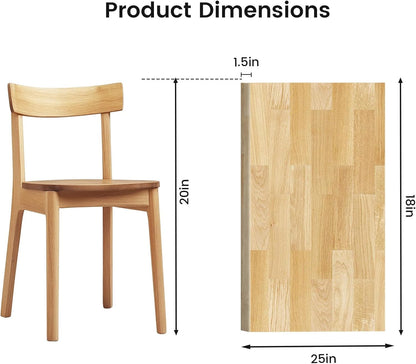 18"x25" Butcher Block Countertop Island, 1.5FT Unfinished Solid Birch Wood DIY Countertop, Durable Counter Table Tops for Kitchen Bar, Workshop, Laundry Counters Dining Room Tables 1.5"Thick
