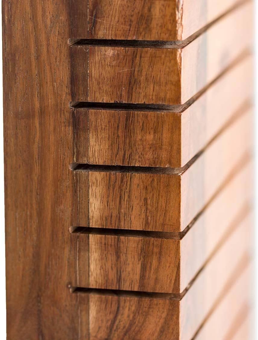 Vivaterra Acacia Wood Horizontal 10-Knife Block, 7”L x 3”W x 10.75”H, 10 Slot Kitchen Knife Holder, Universal Knife Block, Wooden Knife Holder for Kitchen Counter