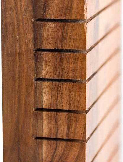 Vivaterra Acacia Wood Horizontal 10-Knife Block, 7”L x 3”W x 10.75”H, 10 Slot Kitchen Knife Holder, Universal Knife Block, Wooden Knife Holder for Kitchen Counter