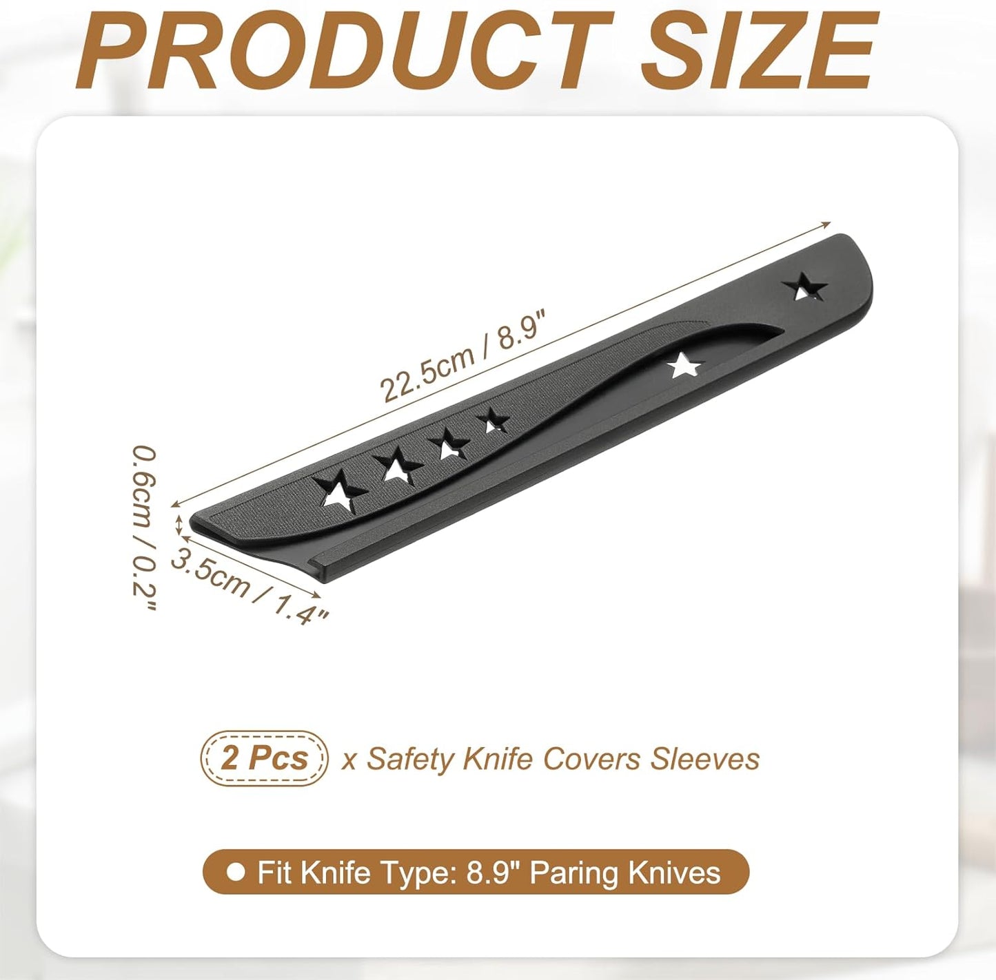 uxcell 2Pcs Safety Knife Covers Sleeves, Universal PP Knife Sheaths Edge Guards Blade Protector Covers for 8.9" Bread Knives Portable for Kitchen Camping Picnics Accessories, Black