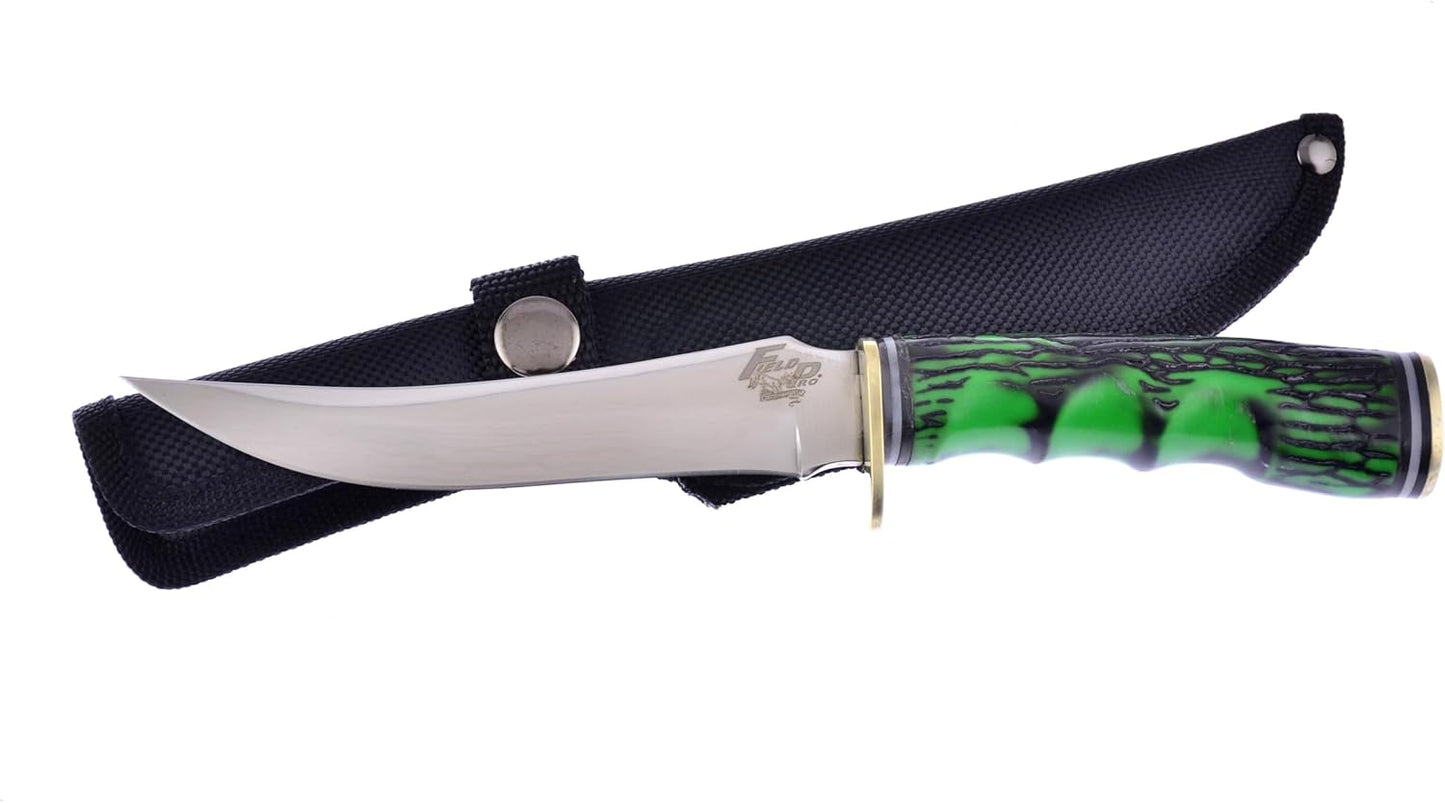 3 Piece Knife Set with a Storage Case 01ST/AG Fixed Blade & Pocket Knives with a Green Composite Handle Stainless Steel Blades Ranging from 4-9 Inches in Length