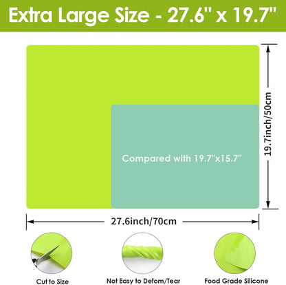 Extra Large Dark Green Countertop Mat - Silicone Table Kitchen Desk Mat - Non-Slip & Heat Resistant - Dinner Placemat Pastry Dough Rolling Mat - Colors B