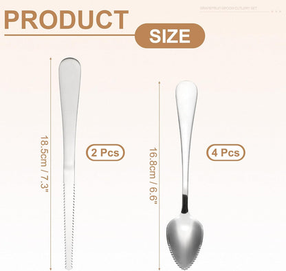 PATIKIL 4PCS Grapefruit-Spoons with Serrated Edge, Grapefruit-Spoons Serrated, Silver, 2 Set