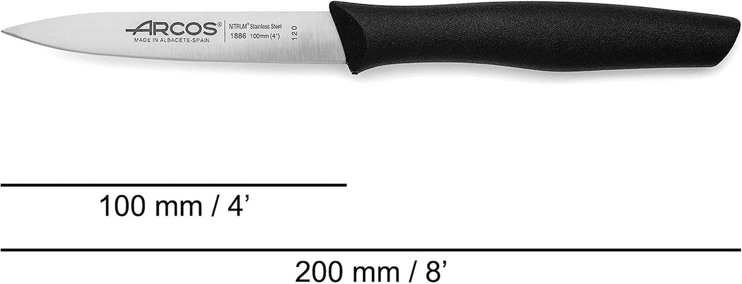 Arcos Set 3 pieces Paring Knife 3 Inch. 3 Paring Knives of Stainless Steel and Ergonomic Polypropylene Handle for Cutting Fruits, Vegetables and Tubers.. Series Nova. Color Black