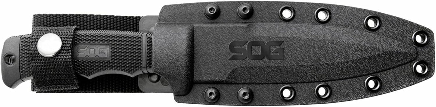 SOG Fixed Blade Knives with Sheath - SEAL Pup Tactical Knife, Survival Knife and Hunting Knife w/ 4.75 Inch Blade and Knife Sheath
