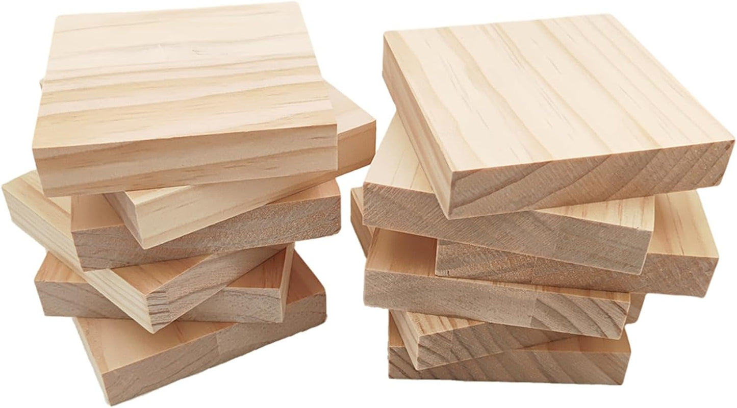6PCS Unfinished Wood Square Blocks for Crafts, 6x6x1in Blank Wooden Squares Pine Wood Boards for Carving,DIY Wood Coasters,Painting & Burning