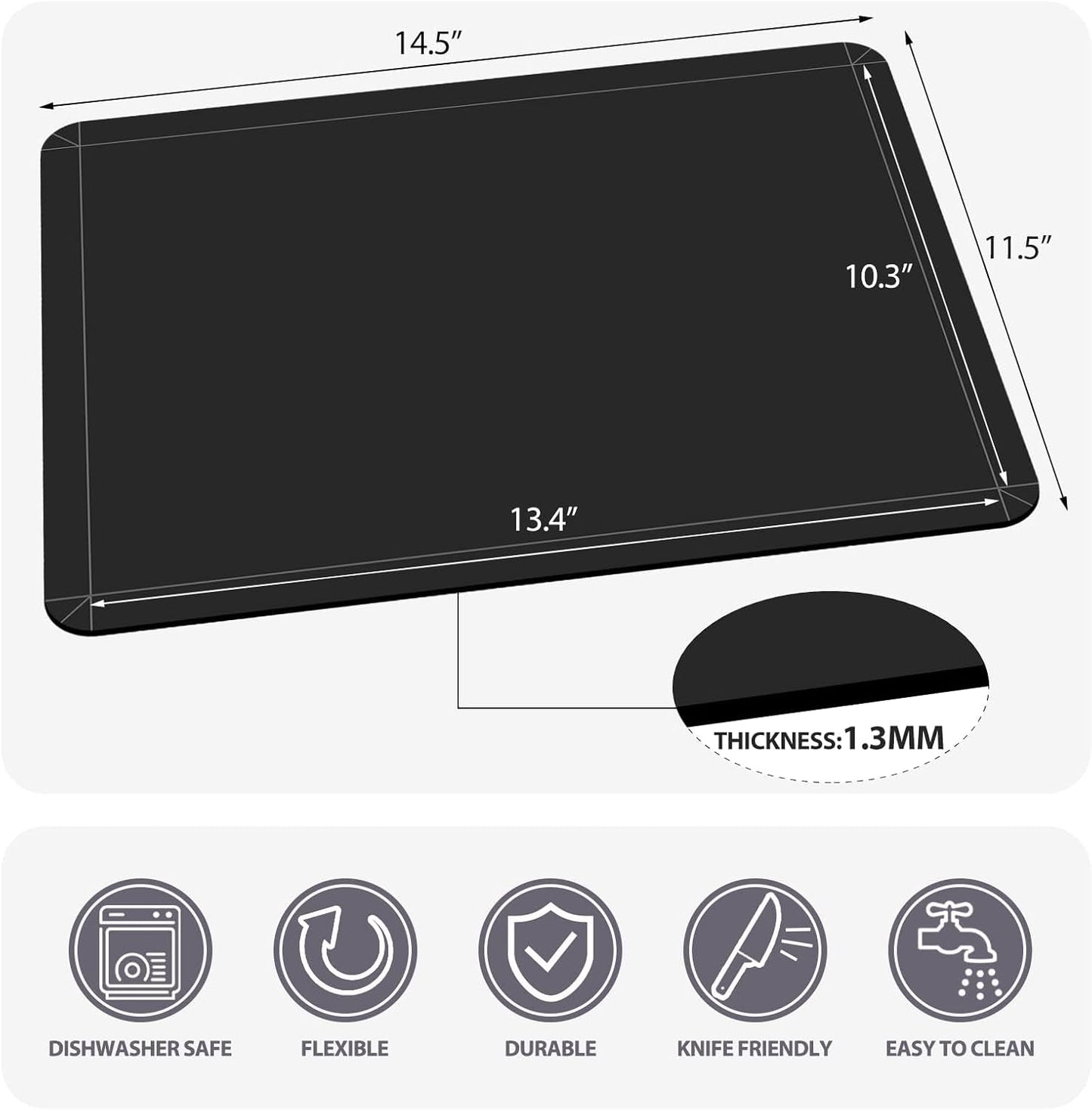 WK Flexible Plastic Cutting Boards Mats for Kitchen, Flexible Non Slip Cutting Mat, Thin Cutting Sheets, BPA Free, Dishwasher Safe, Multi Sizes