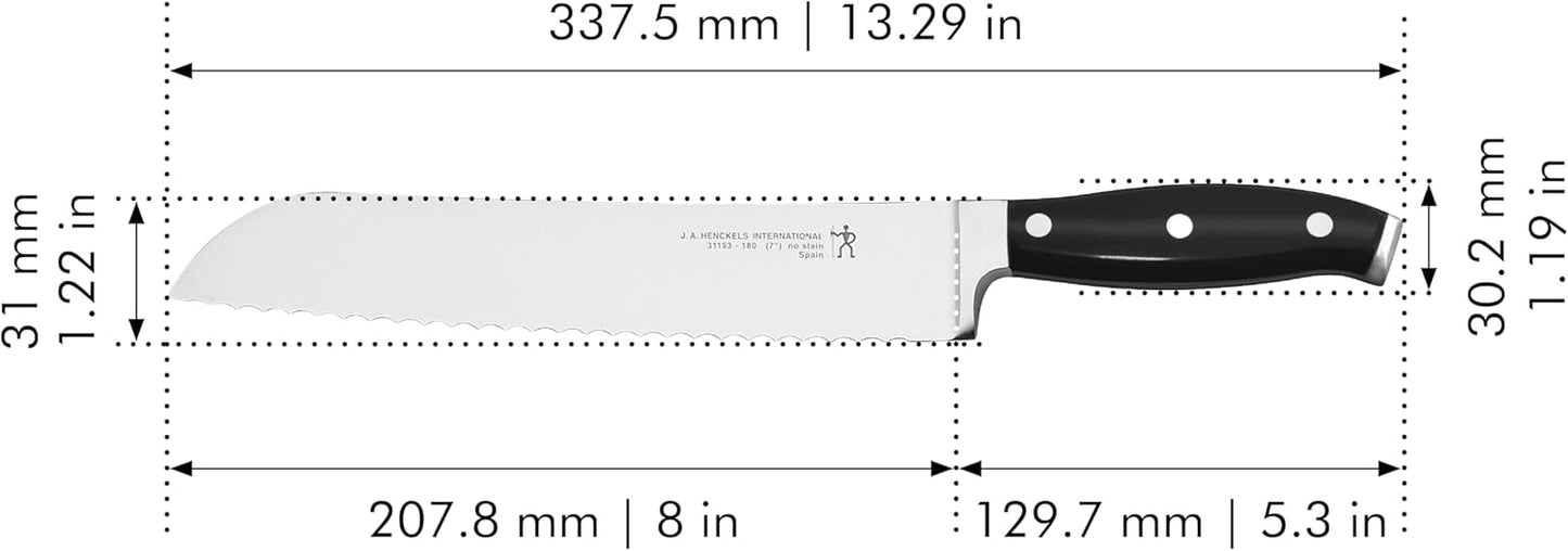 HENCKELS Forged Accent Razor-Sharp 8-inch Bread Knife, Cake Knife, Black, German Engineered Informed by 100+ Years of Mastery