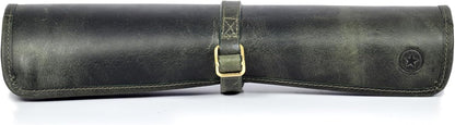 Aaron Leather Goods Professional Knife Roll Bag, 6-Slot Chef Knife Case, Brown Genuine Leather (Seaweed)